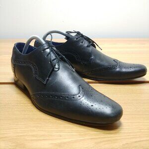 Ted Baker London Shoes Men's 9 US Hann‎ Black Leather Derby Brogue Formal Dress